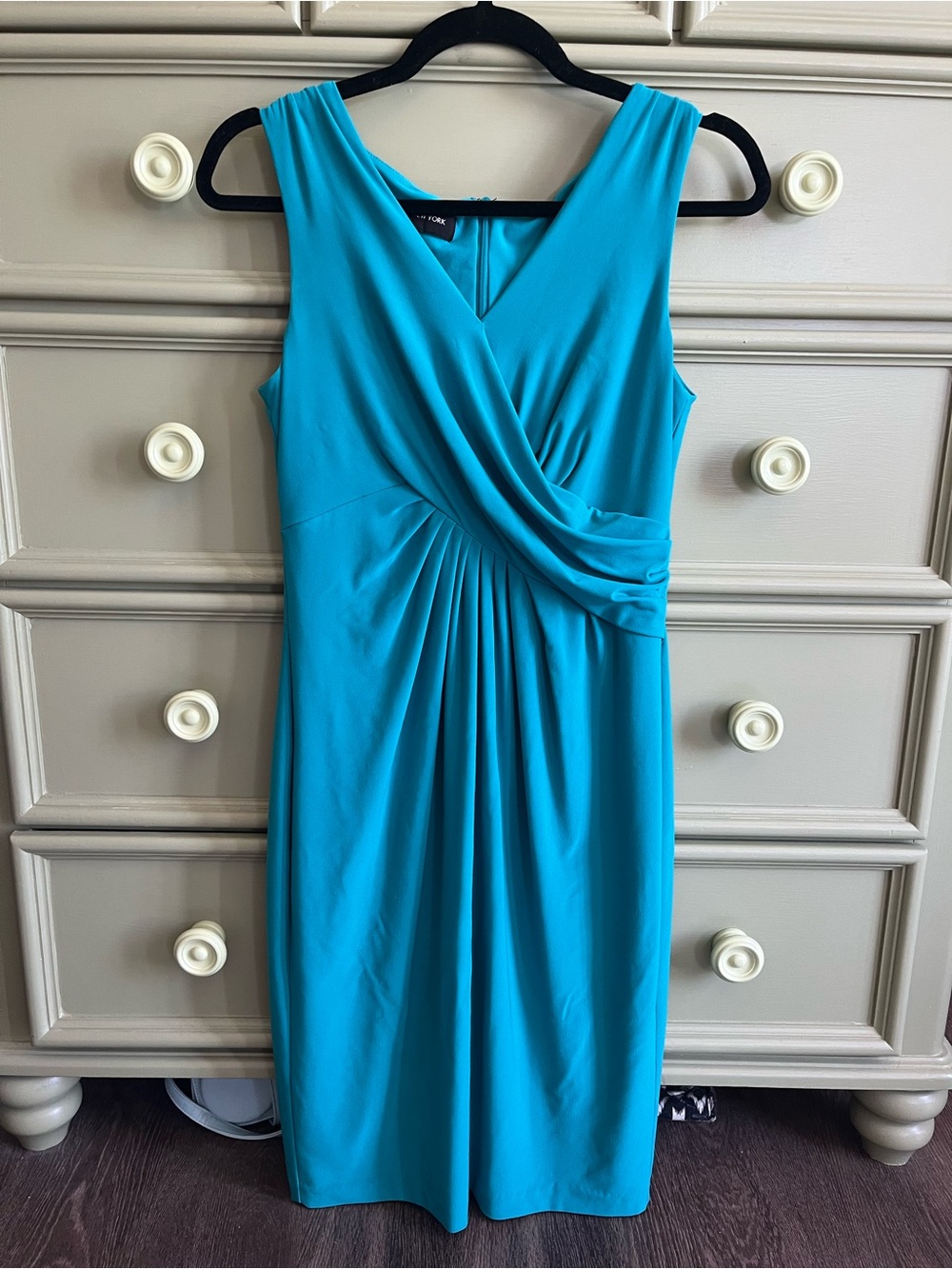 Jones New York Sleeveless Turquoise Wrap-Style Midi Dress